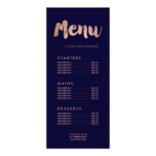 Food menu gold typography marble price list