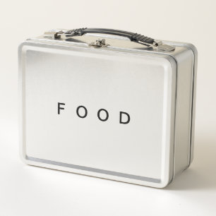 Food Minimalist Word Typography Simple Modern Metal Lunch Box