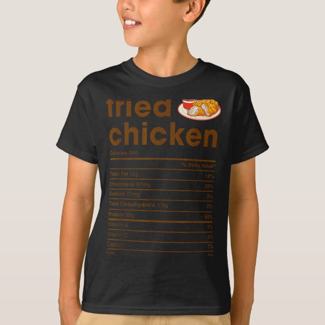 Food Nutrition Facts Shirts Co. Fried Chicken Nutr (Front)
