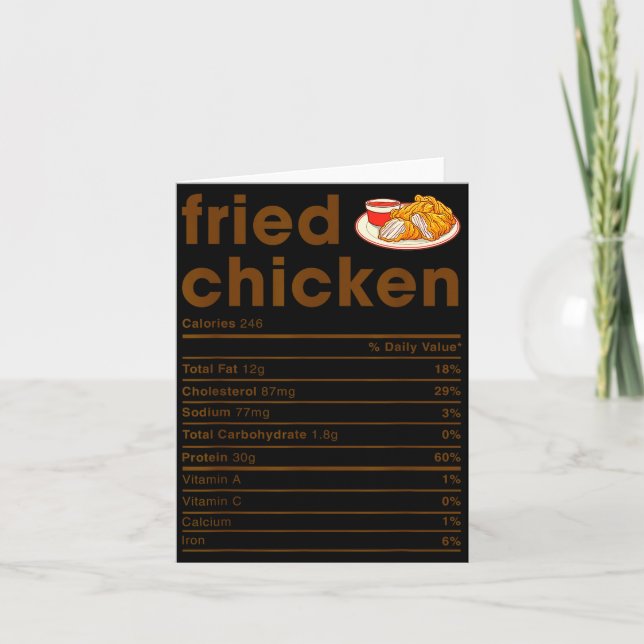 Food Nutrition Facts Shirts Co. Fried Chicken Nutr Card (Front)