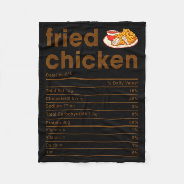 Food Nutrition Facts Shirts Co. Fried Chicken Nutr Fleece Blanket (Front)