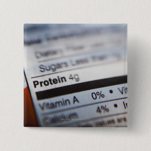 Food nutrition label 15 cm square badge