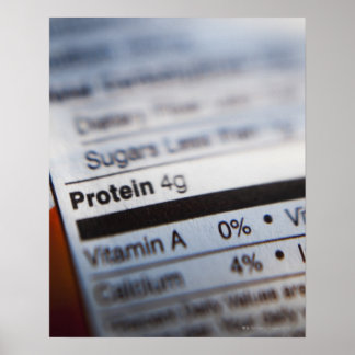 Food nutrition label poster