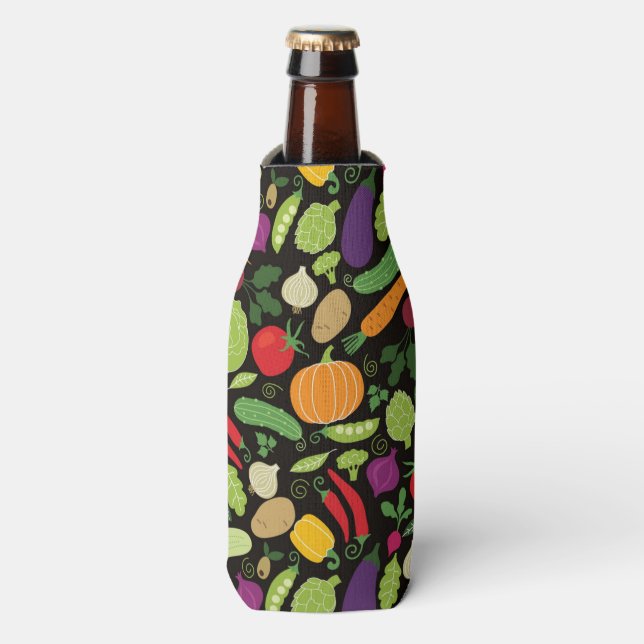 Food on a black background bottle cooler (Bottle Front)