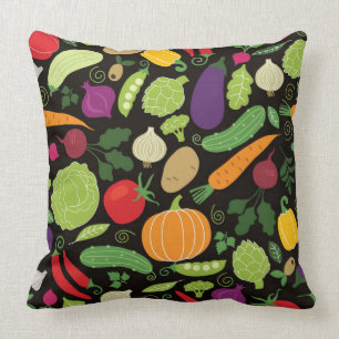 Food on a black background cushion