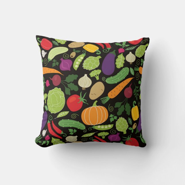 Food on a black background cushion (Front)