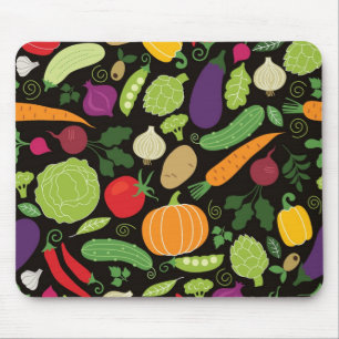 Food on a black background mouse pad