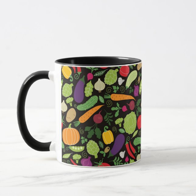 Food on a black background mug (Left)