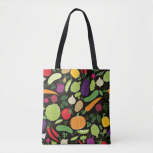 Food on a black background tote bag