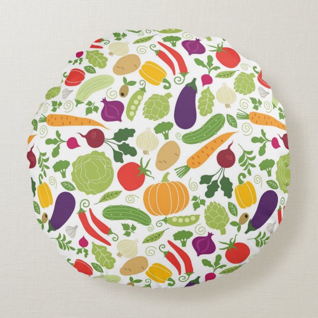 Food on a white background round cushion (Front)