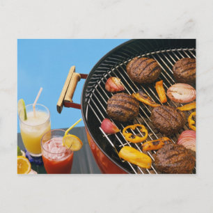 Food on grill postcard