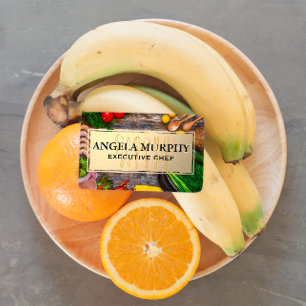 Food on Wooden Table Gold Frame Kitchen Tools Business Card