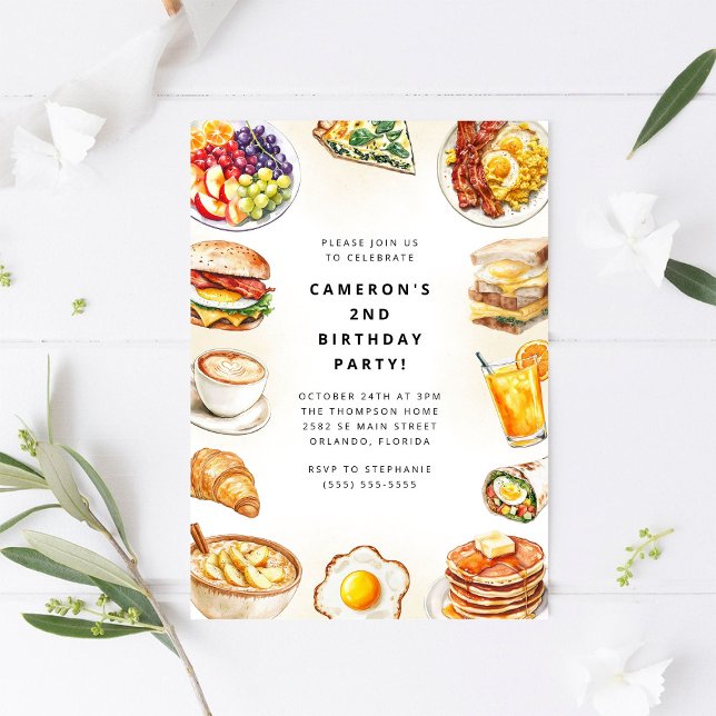 Food Party Watercolor Birthday Invitation (Creator Uploaded)