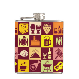 Food Pattern 2 Hip Flask