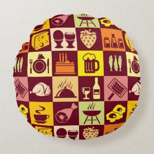 Food Pattern 2 Round Cushion