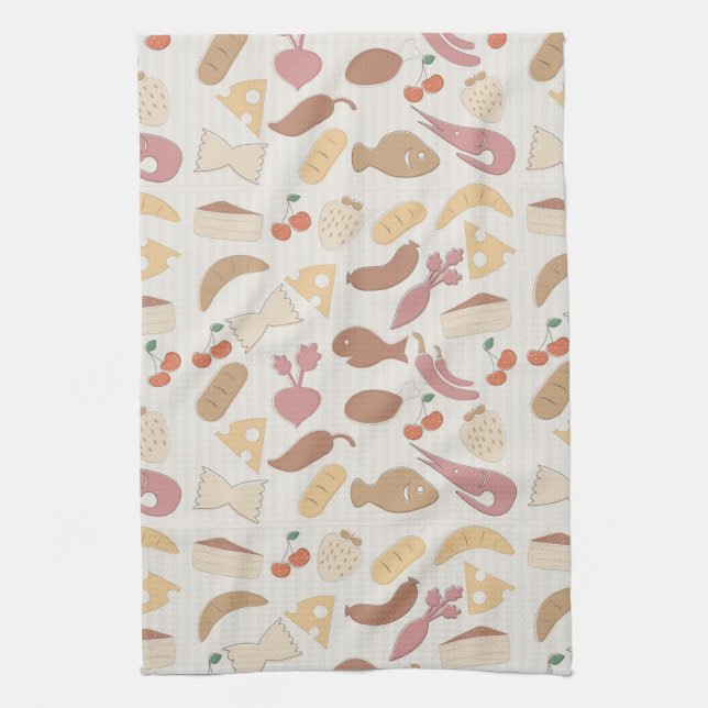 Food Pattern 2 Tea Towel (Vertical)