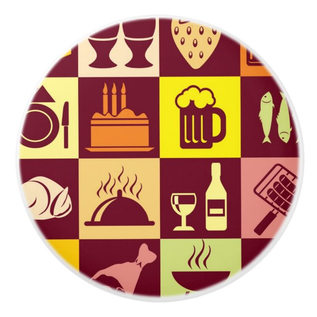 Food Pattern 4 Ceramic Knob (Front)
