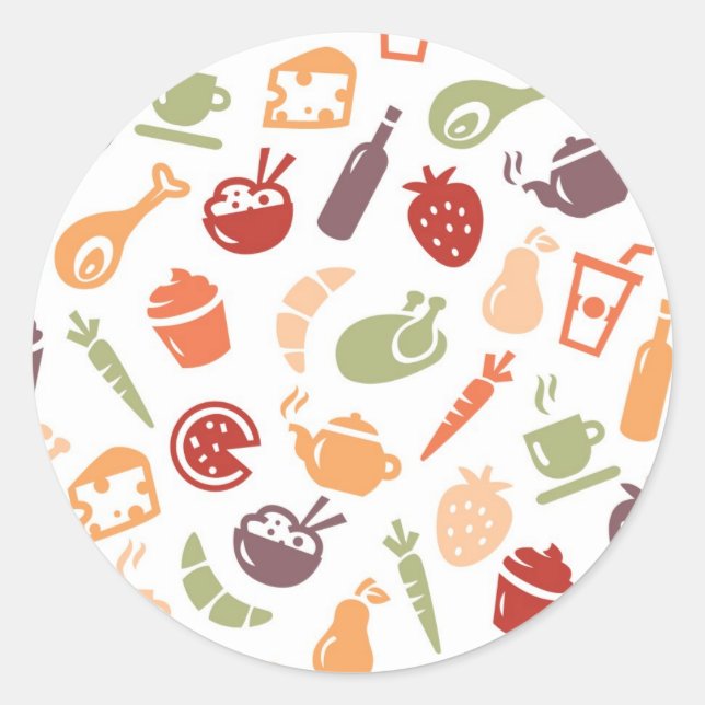 Food Pattern Classic Round Sticker (Front)