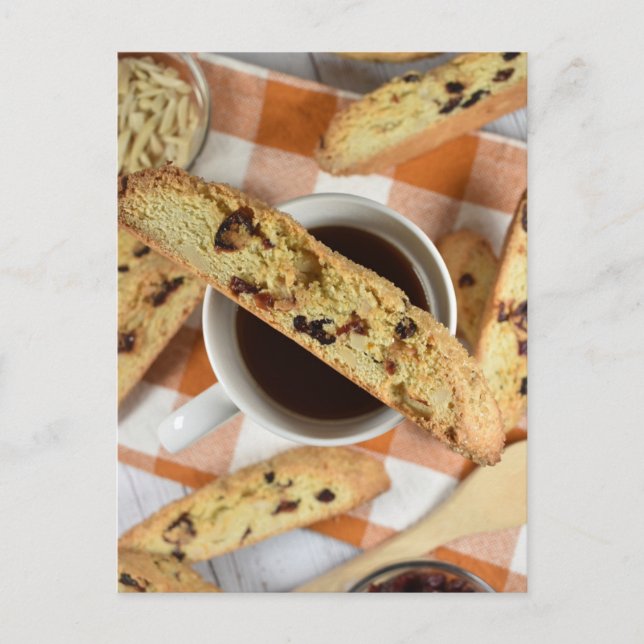 Food Photography Cranberry Almond Biscotti Cookies Postcard (Front)