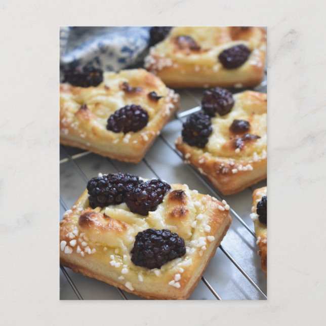 Food Photography Cream Cheese Blackberry Danish Postcard (Front)