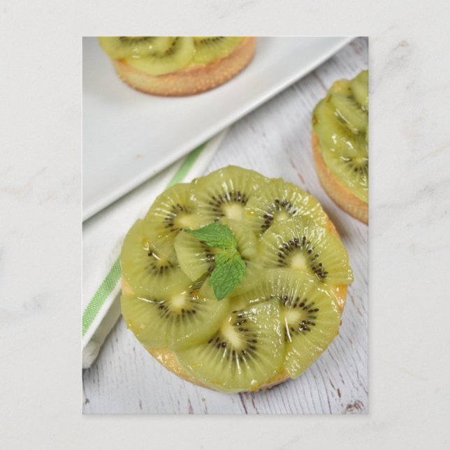 Food Photography Kiwi Fruit Tartlet Pastries Postcard (Front)