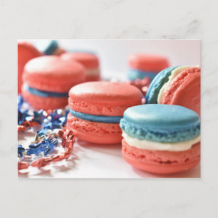 Food Photography Red White Blue Patriotic Macarons Postcard
