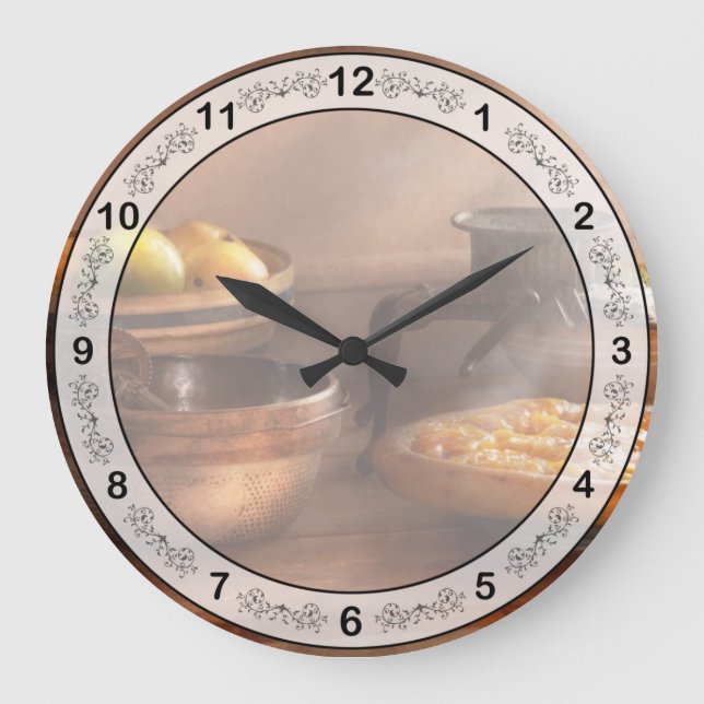 Food - Pie - Mama's peach pie Large Clock (Front)