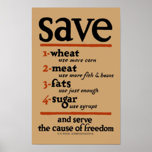 FOOD Poster, World War I Era Popular Food Print