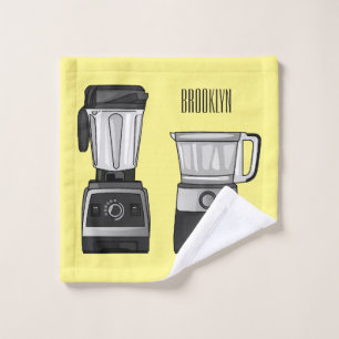 Food processor & blender cartoon illustration bath towel set