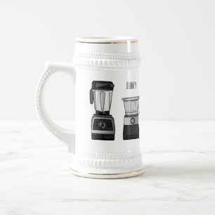 Food processor & blender cartoon illustration  beer stein