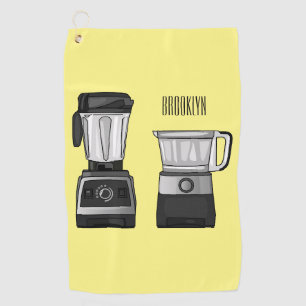 Food processor & blender cartoon illustration golf towel