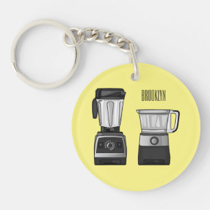 Food processor & blender cartoon illustration  key ring