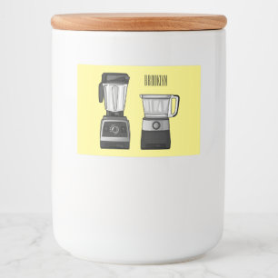 Food processor & blender cartoon illustration label