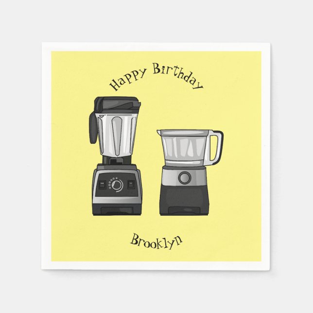 Food processor & blender cartoon illustration napkin (Front)