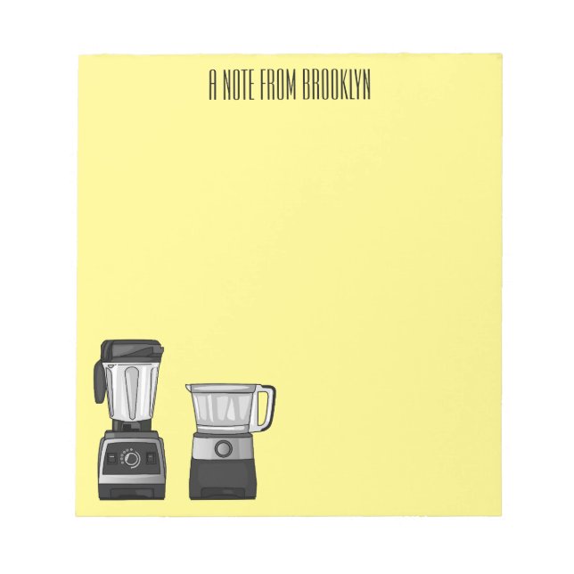 Food processor & blender cartoon illustration  notepad (Front)