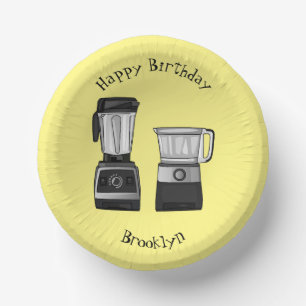 Food processor & blender cartoon illustration paper plate