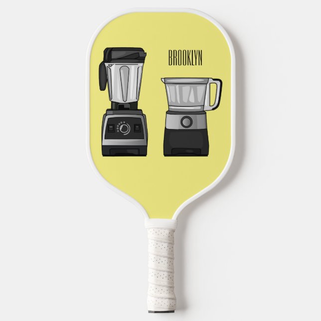 Food processor & blender cartoon illustration  pickleball paddle (Front)
