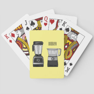 Food processor & blender cartoon illustration  playing cards