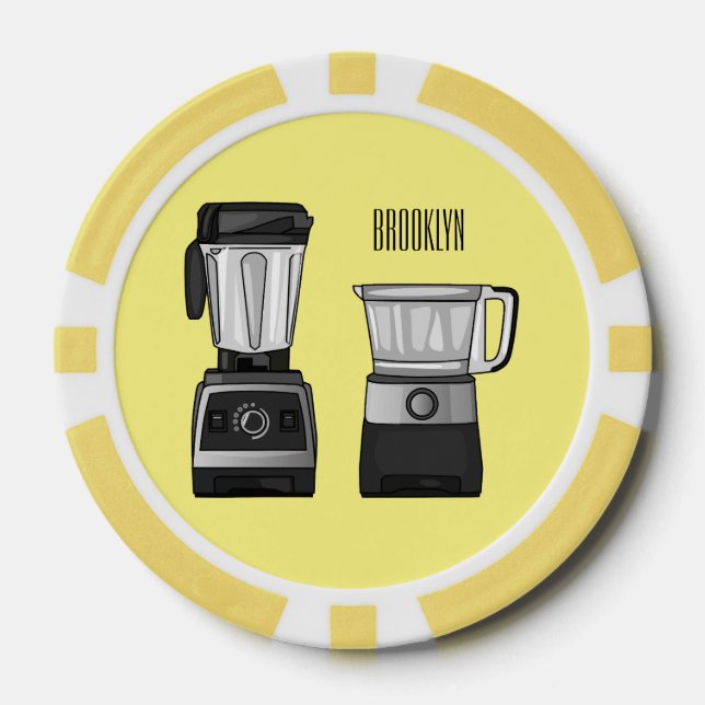 Food processor & blender cartoon illustration  poker chips (Front)