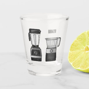 Food processor & blender cartoon illustration shot glass