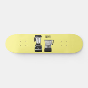 Food processor & blender cartoon illustration skateboard