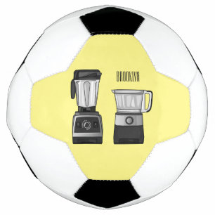 Food processor & blender cartoon illustration soccer ball