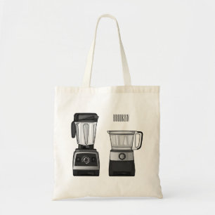 Food processor & blender cartoon illustration tote bag