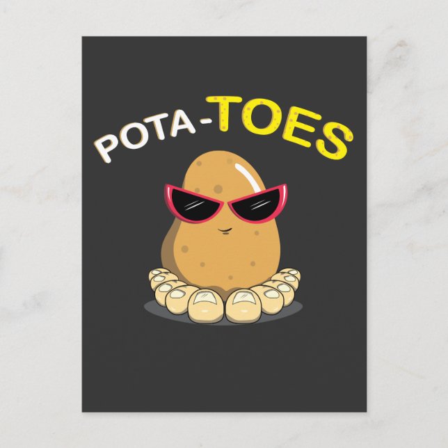 Food Pun Potatoe Vegetable Toes Postcard (Front)