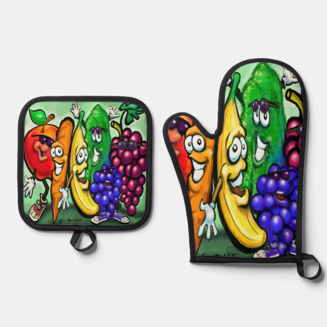 Food Rainbow  Oven Mitt & Pot Holder Set (Front)