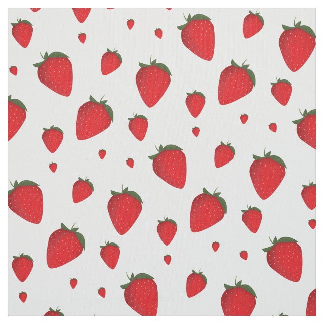 Food Red White Strawberry Fruit Pattern Fabric (Swatch)