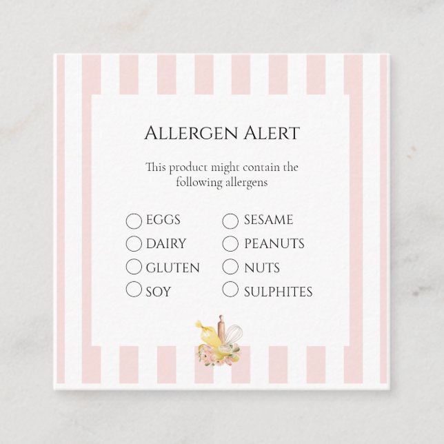 Food Safety Allergen Alert Card (Front)