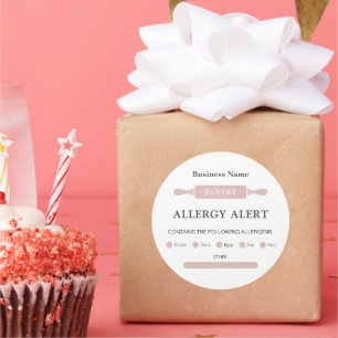 Food Safety Allergy Alert Bakery Rolling Pin Classic Round Sticker