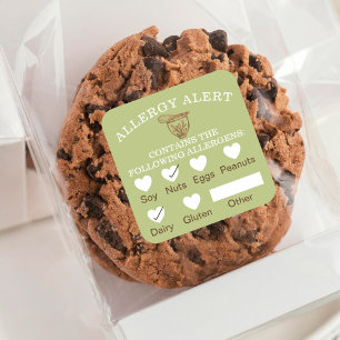 Food Safety Allergy Alert Bakery Wooden Standmixer Square Sticker