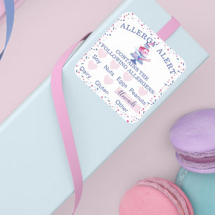 Food Safety Allergy Alert Fun Bakery Cake & Tools Square Sticker